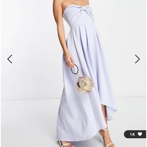 Powder Blue Dress - Bow Front - High-Low Midi